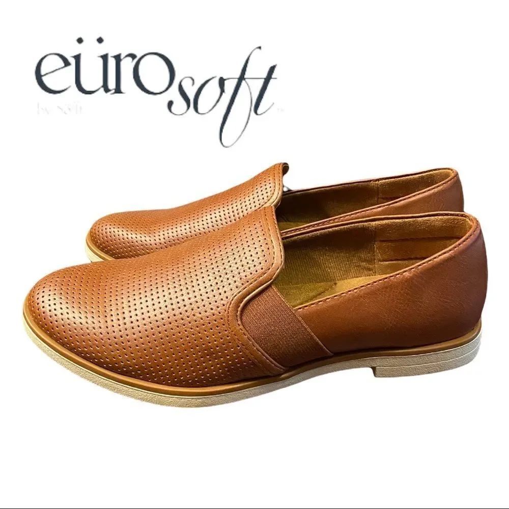NEW EuroSoft "Vernelle" Women's Cognac Slip-on Shoes Loafers 6
